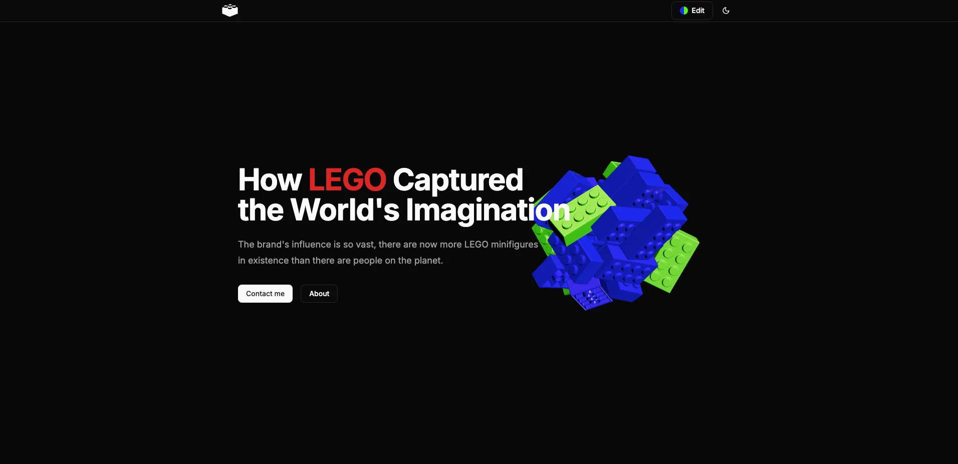 Interactive 3D landing page